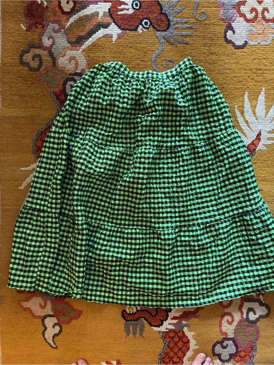 Topshop Dresses & Skirts - Neon Green Gingham Tiered Midi Skirt - Women topshop